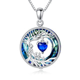 Sterling Silver Crystal  Tree of Life Mother and 1-4 Daughter Son Pendant Necklace Birthday Christmas Gift