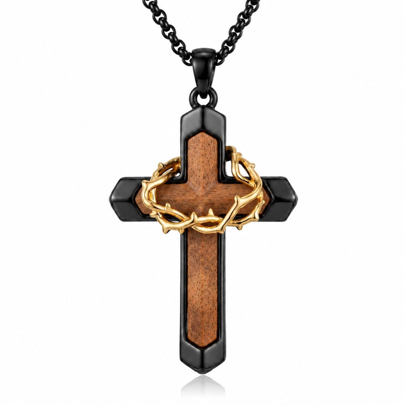 14K Gold Plated Wooden Pendant Necklace Beliefs jewelry