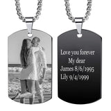 Stainless Steel Personalized Photo Dog Tag  Necklace