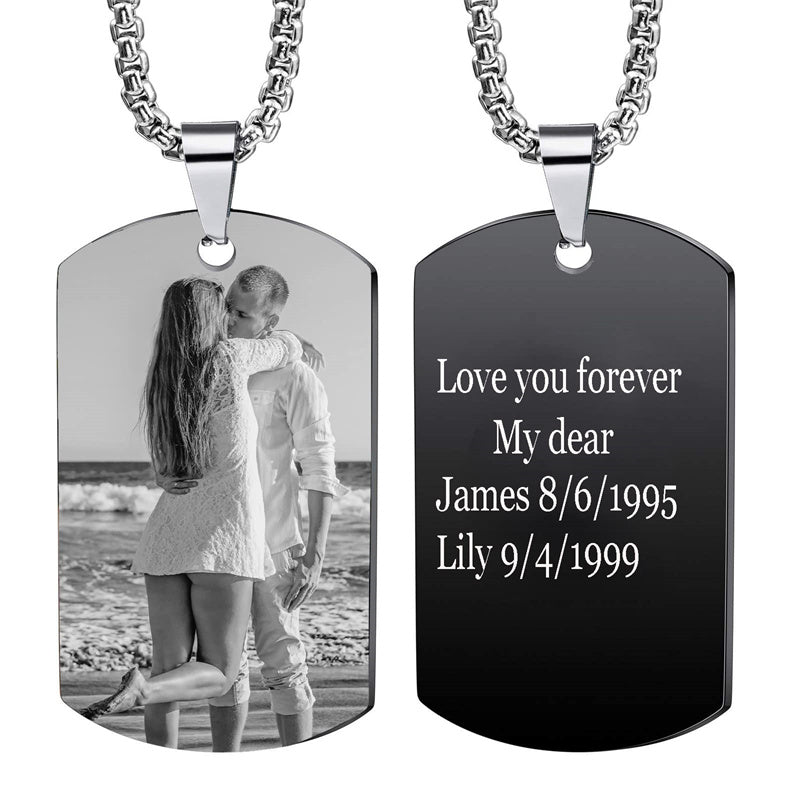 Stainless Steel Personalized Photo Dog Tag  Necklace