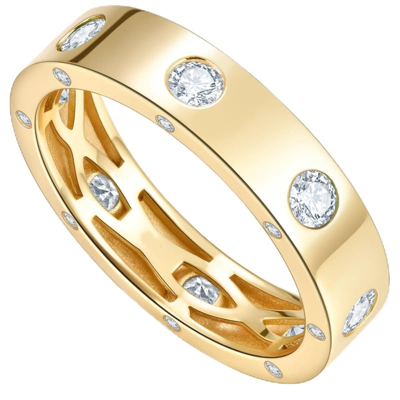 14K Gold Plated Moissanite or Lab-Grown Emerald Dainty Eternity Wedding Rings Birthday Jewelry for Her