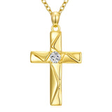 14K Gold Plated Cross Pendant Necklace Faith Jewelry Gift for Women
