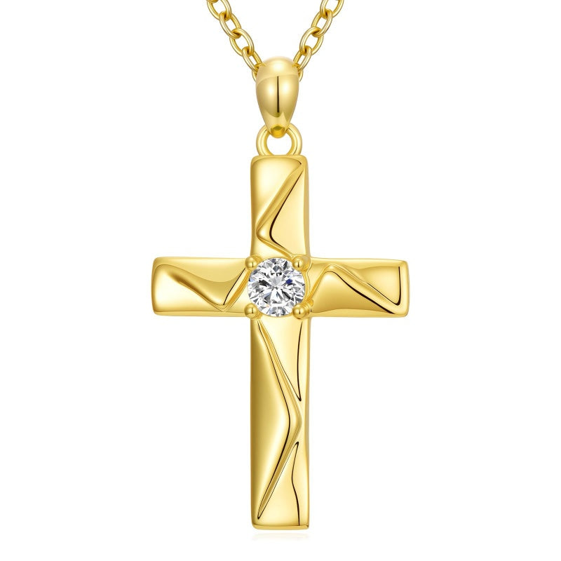 14K Gold Plated Cross Pendant Necklace Faith Jewelry Gift for Women