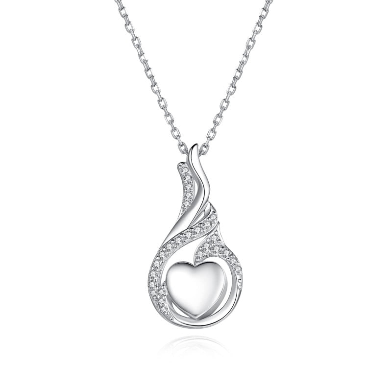 Sterling Silver Heart Shape Tear Dangle Urn Necklace for Ashes