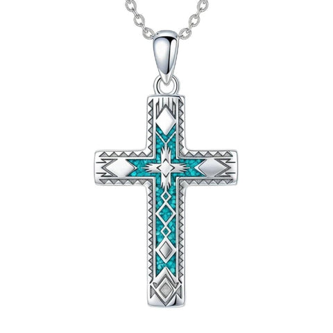 Sterling Silver Cross Pendant Necklace for Women Southwestern Cross Jewelry Gifts