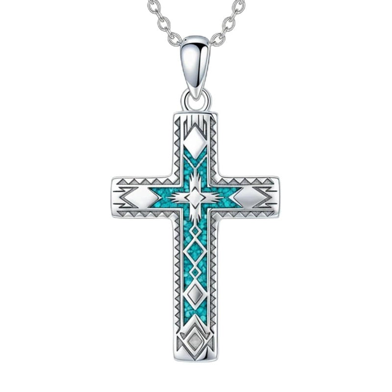 Sterling Silver Cross Pendant Necklace for Women Southwestern Cross Jewelry Gifts