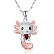 Sterling Silver 12 Month Birthstones AxolotlPendant Necklace