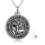 Memento Mori Necklace for Men 925 Sterling Silver Memento Mori Pendant Gothic Skull Pendant Amulet Protection Jewelry Gifts