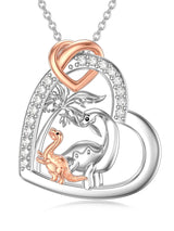 Sterling Silver Dinosaur with 1 2 3 4 5 Cubs Pendant Necklace