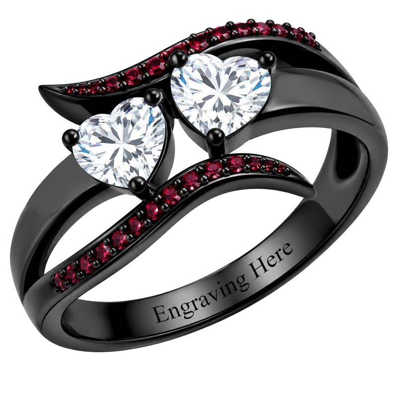 Sterling Silver 10K 14K 18K Gold Custom Engraved  Moissanite Gothic Ring for Women Halloween Gift