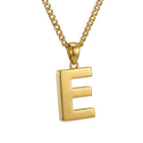 Initial Pendant Necklace 14K Gold Plated with Cuban Chain