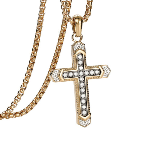 14K Gold Plated Cubic Zirconia Cross Necklace