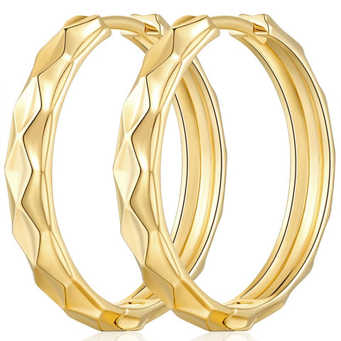 14K Gold Plated Classic Huggie Earrings for Women