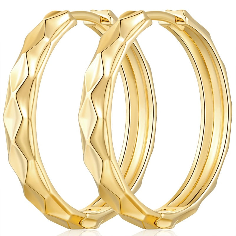 14K Gold Plated Classic Huggie Earrings for Women