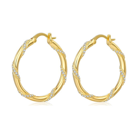 14K Gold Plated Cubic Zircon Hoop Earrings for Women