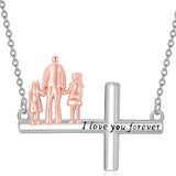 Sterling Silver Cross Father Daughter Mother Daughter Sister Pendant Necklace Engraved with I Love You Forever