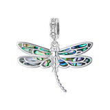 Sterling Silver Abalone Shell Dragonfly Charm Beads