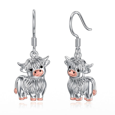 Sterling Silver Highland Cow Dangle Earring