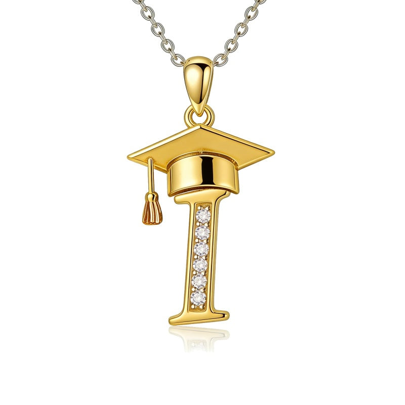 Initial  Graduation 14K Gold Plated Inspiring Grad Pendant Necklace Graduations Jewelry Gifts