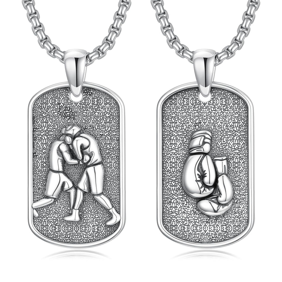 Sterling Silver Dog Tag Baseball Basketball Softball Soccer Pendant Necklace for Men