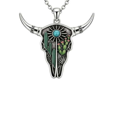 Sterling Silver  Bluebonnets Cow Skull Cowboy Hat Boot Cactus Cowgirl Texas Necklace Texas Necklace