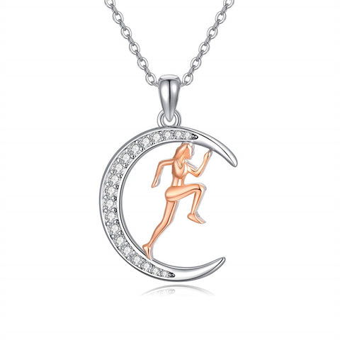 Sterling SIlver Runner Volleyball Tennis Basketball Soccer Inspirational Pendant  Necklace for Women