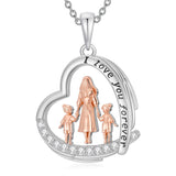 Sterling Silver Mother Daughter Father Daughter Sister Pendant Necklace Family Jewelry for Christmas Mother's Day