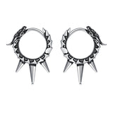 Sterling Silver Spike Dragon Stud Earrings Hoop Earrings