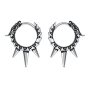 Sterling Silver Spike Dragon Stud Earrings Hoop Earrings