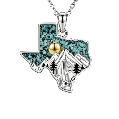 Sterling Silver  Bluebonnets Cow Skull Cowboy Hat Boot Cactus Cowgirl Texas Necklace Texas Necklace