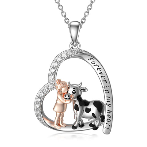 Sterling Silver Cow Pendant Necklace