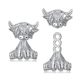 Highland Cow Earrings 925 Silver Highland Cow Dangle Stud Leverback Hoop Earrings Highland Cow with Sunflower Jewelry Highland Cow Gifts for Women