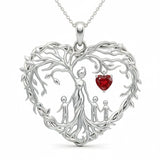 Sterling Silver Heart Pendant Birthstone Tree of Life Mother Child Family Necklace
