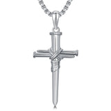 Sterling Silver 3 Nail Cross Pendant Necklace for Men