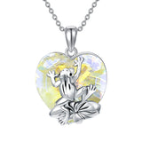 Sterling Silver Crystal Birthstone Frog Pendant Necklace