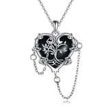 Witches Heart Pendant Necklace 925 Sterling Silver Gothic Jewelry Goth Halloween Gifts for Women