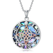 925 Sterling Silver Abalone Shell Witch Knot Goddess Amulet Pendant Necklace