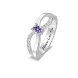 Copper Sterling Silver Personalized 1-6 Simulated Birthstones  Infinity Family Ring for Women