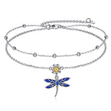 925 Sterling Silver Birthstone Dragonfly Anklet Butterfly Anklet Irish Celtic Jewelry for Women