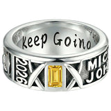 Sterling Silver 10K 14K 18K Gold Personalized Birthstone Engraved Class Ring for Men
