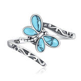 Sterling Silver Dragonfly Ring Butterfly Ring Hummingbird Spoon Ring Oxidized Animal Adjustable Ring for Women