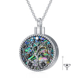 Sterling Silver Abalone Shell Tree of Life Urn Necklace for Ashes