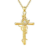 14K Gold Plated Faith Cross Pendant Necklace Religious Gifts for Women