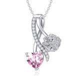 Sterling Silver Cubic Zirconia 12 Month Birth Flower Pendant Necklace