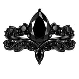 Sterling Silver 10K  14K  18K Gold 1CT-4CT Black Onyx Engagement Ring Gothic Wedding Promise Ring