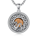 Sterling Silver Tiger Eye Eagle Lion Pendant Necklace for Men