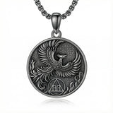 Sterling Silver Phoenix Rising Pendant Necklace NA/AA Sobriety Jewelry