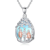 Sterling Silver Moonstone Teardrop Father Daughter Mother Daughter Pendant Necklace