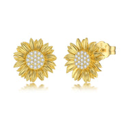 14K Yellow Gold SunflowerStud Earrings