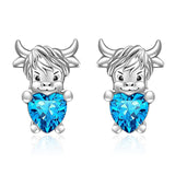 Highland Cow Earrings for Women Sterling Silver 925 Cute Animal Earrings Studs Christmas  Valentines Gifts